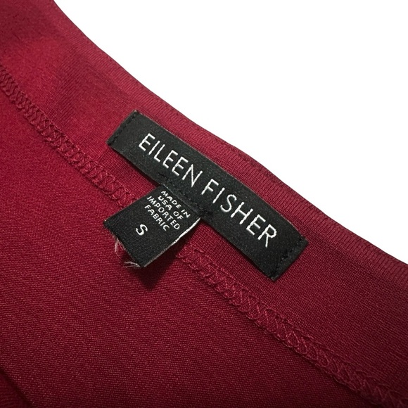 Eileen Fisher Shift Dress Small Red Cowl Neck Cap Sleeve Lagenlook Stretch Boxy - Picture 5 of 7